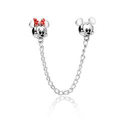 H.ZHENYUE Red Mouse Heads Safety Chain fit Bracelet Necklace for Woman Girls,925 Sterling Silver Pendant Beads,Happy Birthday Christmas Halloween Valentine's Day Gifts von H.ZHENYUE