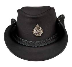 H15 Cowboyhut Skull - Lemmy Style Lederhut aus hochwertigem Rinderleder (M) von H15