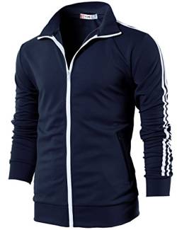 H2H Herren Active Slim Fit Track leichte Jacke mit Reißverschluss und langen Ärmeln, Cmoja0103-navy, S von H2H