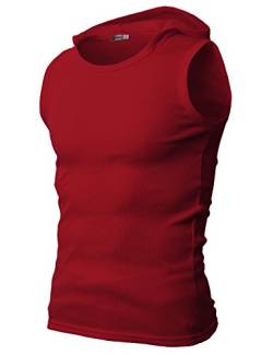 H2H Herren Active Wear Slim Fit Hooded Sleeveless T-Shirts, Jpsk05-rot, M von H2H