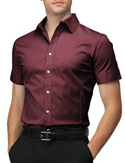 H2H Mens Casual Slim Fit Button-Down Dress Shirts Short Sleeves Solid Colors von H2H
