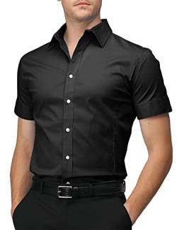 H2H Mens Casual Slim Fit Button-Down Dress Shirts Short Sleeves Solid Colors von H2H