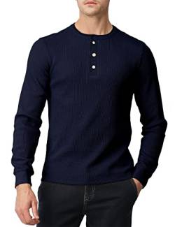 H2H Mens Casual Slim Fit Long Sleeve Henley T Shirts of Waffle Cotton von H2H