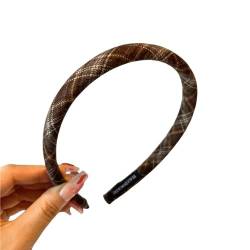 Damen Haarbänder Haar Elegant Plaid Lünette Haarband Für Frauen Retro Stirnband Girls Vintage Hoop Für Feiertagsparty -Haarbänder Accessoires-Braun von HAAR