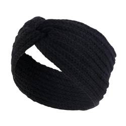 Damen Haarbänder Haar Frauen Strickkreuz Stirnband Winterohrwärmer Yoga Haarband Breites Radfahren Häkelte Kopfschreiber Haarzubehör Accessoires-Schwarz-Diese Größe Passt Jedem von HAAR