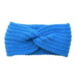 Damen Haarbänder Haar Winter Wide Strick Kreuzstirnband Für Frauen Modische Farbige Elastische Yoga Turban Bandage Bandanas Haarbänder-Stil 2 Blau von HAAR