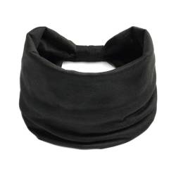 Damen Haarbänder Haarfindfarbe Breite Stirnband Vintage Knot Elastic Turban Headwap Für Frauen Mädchen Baumwolle Weiche Bandana Haarzubehör-Schwarz-Diese Größe Passt Jedem von HAAR