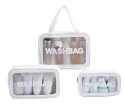 Makeup Tasche Haar Tragbarer Make -Up -Tasche Mit Großer Kapazität Tragbarer Reisebühne Für Transparentes Kosmetik -Aufbewahrungsbeutel-Weiss-S von HAAR