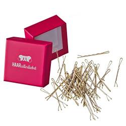 HAARallerliebst® Premium Bobby Pins Haarklammern - 50 Stück Beige, 5cm Haarnadeln Set, Metall Hair Pin für Damen & Mädchen Kinder Bobbypins inkl. Haarspangen Box von HAARallerliebst