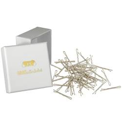 HAARallerliebst 50 Mini Haarklammern Haarnadeln Bobby Pins kurz beige für Blonde Haare 3,4cm klein in Pinker Box (Schachtelfarbe: Weiß) von HAARallerliebst