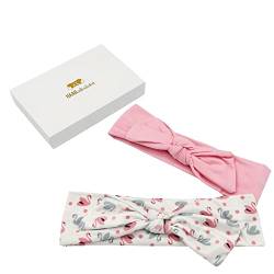 HAARallerliebst Haarband mit Schleife (36cm | Schwäne und rosa | 2 Stück) inkl. Schachtel zur Aufbewahrung von HAARallerliebst