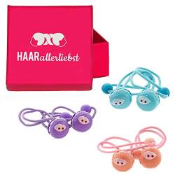 HAARallerliebst Haargummi Set Mädchen (6 teilig | Macarons | bunt) für Mädchen inkl. Schachtel zur Aufbewahrung (Schachtelfarbe: pink) von HAARallerliebst