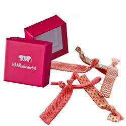 HAARallerliebst Haargummis Armbänder (6 Stück) inkl. Schachtel zur Aufbewahrung (Pink - rosa lachs orange) von HAARallerliebst