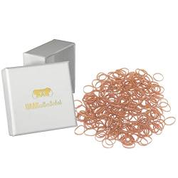 HAARallerliebst Haargummis Gummibänder mini klein (250 Stück | beige | 1cm) für blonde Haare inkl. Schachtel zur Aufbewahrung (Schachtelfarbe: weiss) von HAARallerliebst