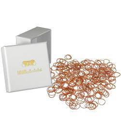 HAARallerliebst Haargummis Gummibänder mini klein (250 Stück | braun | 1cm) inkl. Schachtel zur Aufbewahrung (mittelbraun; Schachtelfarbe: weiss) von HAARallerliebst