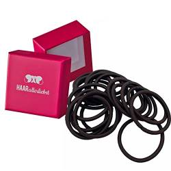 HAARallerliebst Haargummis dick (20 Stück | braun | 4,5mm) inkl. Schachtel zur Aufbewahrung (Schachtelfarbe: pink) von HAARallerliebst