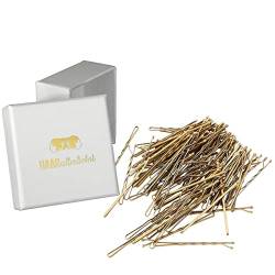 HAARallerliebst Haarklammern (100 Stück | gold glitzernd | 5cm) inkl. Schachtel zur Aufbewahrung (Schachtelfarbe: weiss) von HAARallerliebst