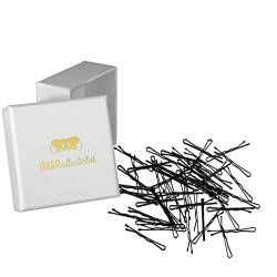 HAARallerliebst Haarklammern Bobby Pins mini (50 Stück |schwarz | 3,4cm) inkl. Schachtel zur Aufbewahrung (Schachtelfarbe: weiss) von HAARallerliebst