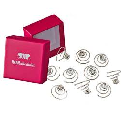 HAARallerliebst Haarklammern mit Strass Steinen Diamanten (10 Stück | silber | 1,5cm) für Hochsteckfrisur Hochzeit inkl. Schachtel zur Aufbewahrung (Schachtelfarbe: pink) von HAARallerliebst