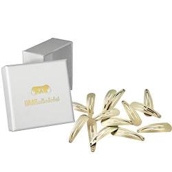 HAARallerliebst Haarspangen (14 Stück | gold schimmernd | 3,9 cm) inkl. Schachtel zur Aufbewahrung (Schachtelfarbe: weiss) von HAARallerliebst