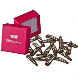 HAARallerliebst Haarspangen (20 Stück | braun | ca. 5cm) inkl. Schachtel zur Aufbewahrung (Schachtelfarbe: pink) von HAARallerliebst