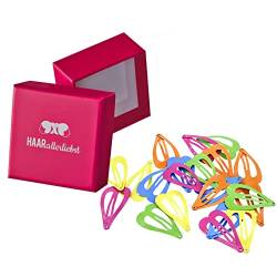 HAARallerliebst Haarspangen Herzen (20 Stück | bunt | 3,6cm) für Mädchen inkl. Schachtel zur Aufbewahrung (Schachtelfarbe: pink) von HAARallerliebst