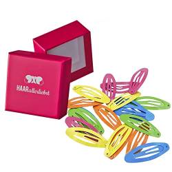 HAARallerliebst Haarspangen Oval (20 Stück | bunt | 4,8cm) für Mädchen inkl. Schachtel zur Aufbewahrung (Schachtelfarbe: pink) von HAARallerliebst