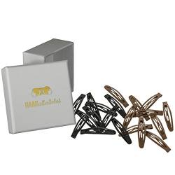 HAARallerliebst Haarspangen Set klein (20 Stück | braun und schwarz | 4,3 cm) inkl. Schachtel zur Aufbewahrung (Schachtelfarbe: weiss) von HAARallerliebst