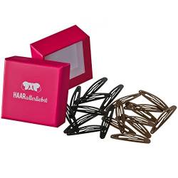 HAARallerliebst Haarspangen Set oval gross (20 Stück | braun und schwarz | ca. 6cm lang) inkl. Schachtel zur Aufbewahrung (Schachtelfarbe: pink) von HAARallerliebst
