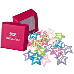 HAARallerliebst Haarspangen Sterne klein (20 Stück | bunt | 3 cm) für Mädchen inkl. Schachtel zur Aufbewahrung (Schachtelfarbe: pink) von HAARallerliebst