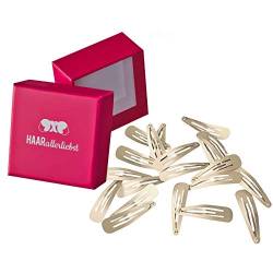 HAARallerliebst Haarspangen für blonde Haare (20 Stück | beige | 5 cm) inkl. Schachtel zur Aufbewahrung (Schachtelfarbe: pink) von HAARallerliebst