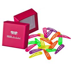 HAARallerliebst Haarspangen klein (20 Stück | neon | 3,9 cm) inkl. Schachtel zur Aufbewahrung (Schachtelfarbe: pink) von HAARallerliebst