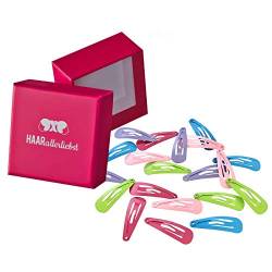 HAARallerliebst Haarspangen mini (20 Stück | bunt | 3 cm) inkl. Schachtel zur Aufbewahrung (Schachtelfarbe: pink) von HAARallerliebst