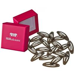 HAARallerliebst Haarspangen oval (20 Stück | braun | ca. 5cm) inkl. Schachtel zur Aufbewahrung (Schachtelfarbe: pink) von HAARallerliebst