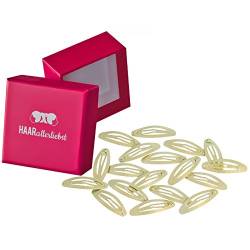 HAARallerliebst Haarspangen oval (20 Stück | gold schimmernd | ca. 5cm) inkl. Schachtel zur Aufbewahrung (Schachtelfarbe: pink) von HAARallerliebst