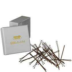 HAARallerliebst MORE GRIP Haarklammern Bobby Pins Anti Rutsch (24 Stück | braun | 6cm) ULTRAHALT durch spezielle Lackierung inkl. Schachtel zur Aufbewahrung (Schachtelfarbe: weiss) von HAARallerliebst