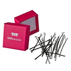 HAARallerliebst MORE GRIP Haarklammern Bobby Pins Anti Rutsch (24 Stück | schwarz | 6cm) ULTRAHALT durch spezielle Lackierung inkl. Schachtel zur Aufbewahrung (Schachtelfarbe: pink) von HAARallerliebst