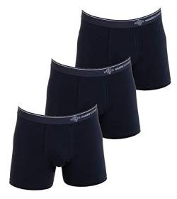 HAASIS Bodywear, Herren Pants, GOTS Zertifiziert, 3er Pack ohne Eingriff, doppelter Fronteinsatz, Single Jersey, Bio Baumwolle/Elasthan, Webgummibund mit eingewebtem Logo, Größe:L, Farbe:Navy von HAASIS BODYWEAR 1919