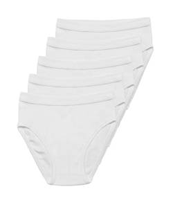 HAASIS Bodywear, Jungen Slip 5er Pack, GOTS Zertifiziert, doppelter Fronteinsatz, Feinripp, Reine Bio Baumwolle, elastischer Weichbund, Made in Europe, Größe:128, Farbe:weiß von HAASIS BODYWEAR 1919