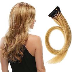 6D-Haarverlängerung, blond, unsichtbar, jungfräuliche Haarverlängerung, keine Spuren von Federn, 1 Reihe, 10 Bündel, schnelle Installation und Entfernung (Color : 35 Row, Size : 12 Inch/30cm) von HAAVEN