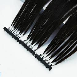 6D-Haarverlängerung, spurlose DIY-Haarverlängerung, schwarz, echtes Echthaar, 1 Reihe mit 5 Bündeln, kein Verknoten, natürliche Haarverlängerung for 6D3, Haarverlängerungsmaschinen-Set, Feather Extens von HAAVEN