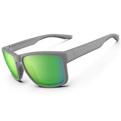 Sonnenbrille für Herren, polarisiert, Sport-Sonnenbrille, Damen, leicht, TR90-Rahmen, Sonnenbrille, Fahren, Angeln, Wandern, Laufen, Mattgrau und Grün von HAAYOT