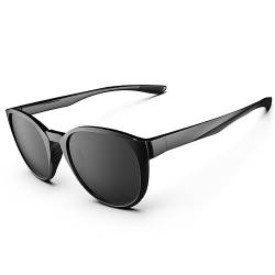 Sonnenbrille für Herren, polarisiert, Sport-Sonnenbrille für Herren und Damen, UV400-Schutz, flexibel, leicht, TR90-Rahmen, Sonnenbrille, Fahren, Angeln, Laufen, glänzendes Schwarz und Grau von HAAYOT