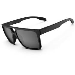 Sonnenbrille für Herren und Damen, polarisierte Sport-Sonnenbrille, leicht, TR90-Rahmen, 100% UV-Schutz, Sonnenbrille, Fahren, Angeln, Wandern, Laufen, Golf, Mattschwarz und Grau von HAAYOT