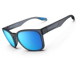 Sonnenbrille für Herren und Damen, polarisierte Sport-Sonnenbrille, leicht, langlebig, flexibel, TR90-Rahmen, 100% UV-Schutz, Sonnenbrille, Angeln, Fahren, Laufen, Mattklares Grau und Eisblau von HAAYOT