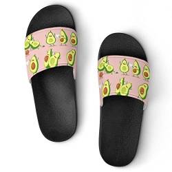 HABXNJF Duschpantoffeln, lustige Avocado-Slider für Männer und Frauen, rutschfeste Slides für Indoor, Outdoor, Schwarze lustige Avocado, 39 1/3 EU von HABXNJF