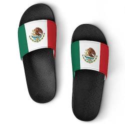 HABXNJF Duschpantoffeln Flagge Mexiko Slider für Damen und Herren rutschfeste Slides, Schwarze Flagge von Mexiko, 40 2/3 EU von HABXNJF
