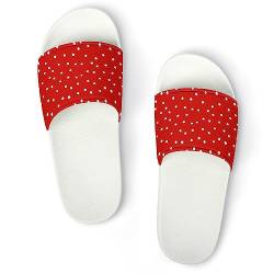 HABXNJF Duschpantoffeln Rot Weiß Polka Dots Sliders für Damen Herren Rutschfest Slides, Weiß, Rot und Weiß gepunktet, 38 2/3 EU von HABXNJF