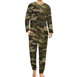 HABXNJF Herren Rundhals Schlafanzug Set Army Camouflage Pyjama für Männer Herren Pyjama mit Taschen, Armee Camouflage, L von HABXNJF