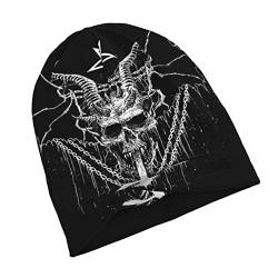 HABXNJF Slouch Beanie Mütze Satanic Beanie Mütze Skull Cap für alle Jahreszeiten Männer & Frauen, siehe abbildung, One size von HABXNJF